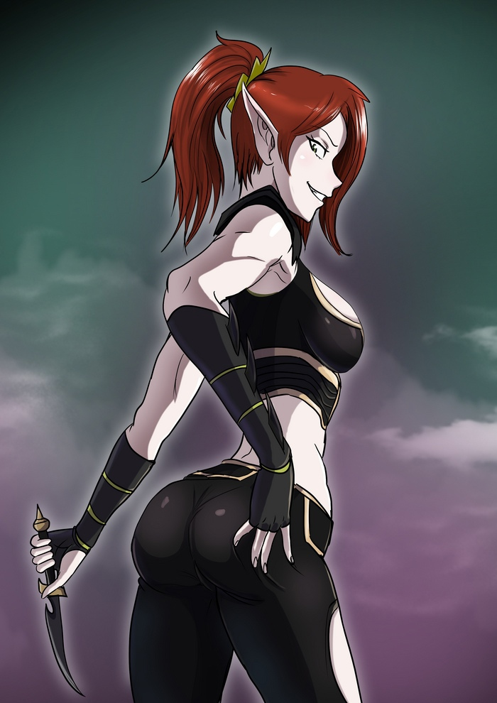 1girls alien alien_girl artist_request ass ass_focus dark_eldar drukhari eldar elf_ears female female_only knife looking_at_viewer solo solo_female tagme_(artist) warhammer_(franchise) warhammer_40k