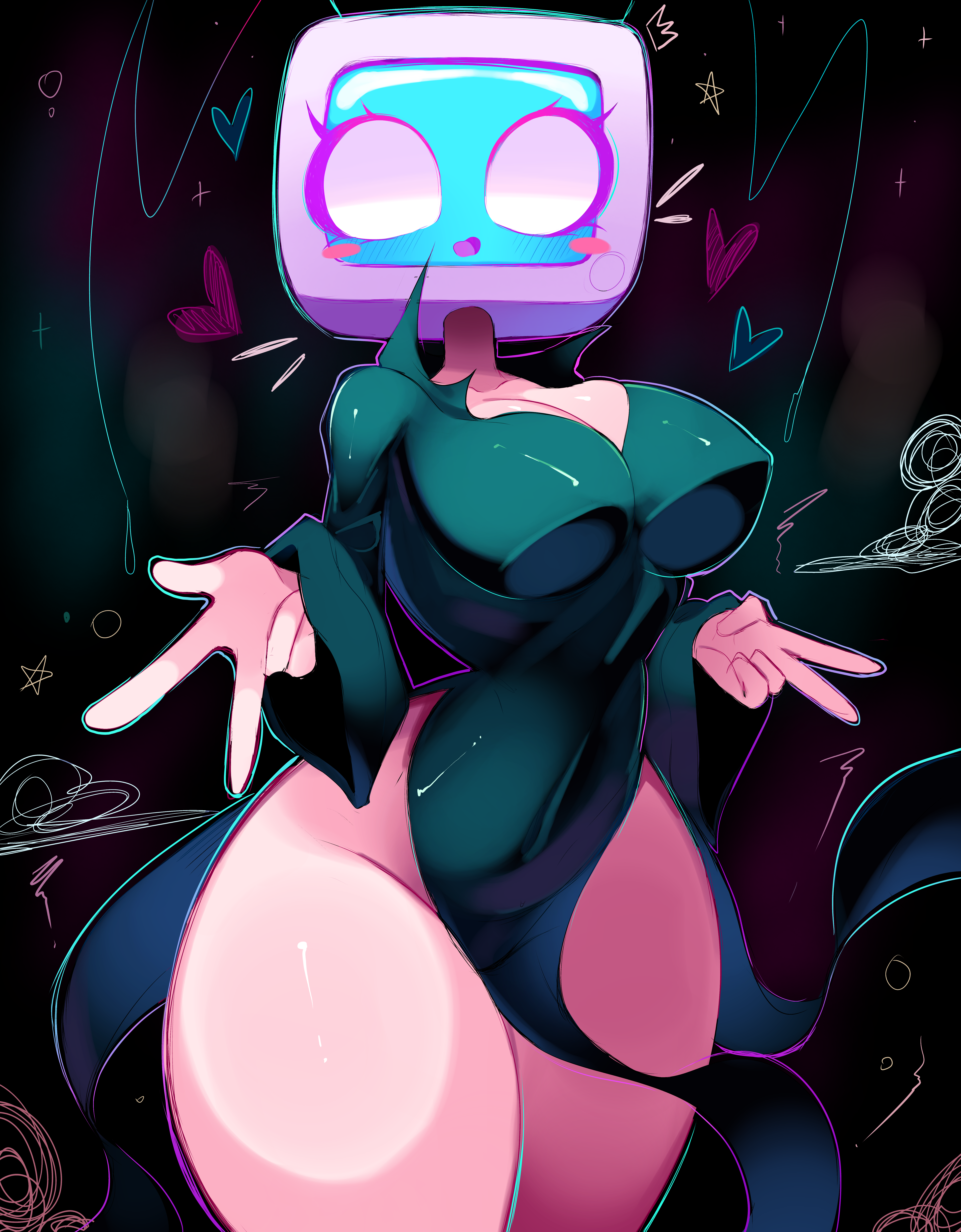 big hips, breasts, female, large breasts, miyu (rox hoxten), one-punch man, rox hoxten, tagme, tatsumaki (cosplay), tv head