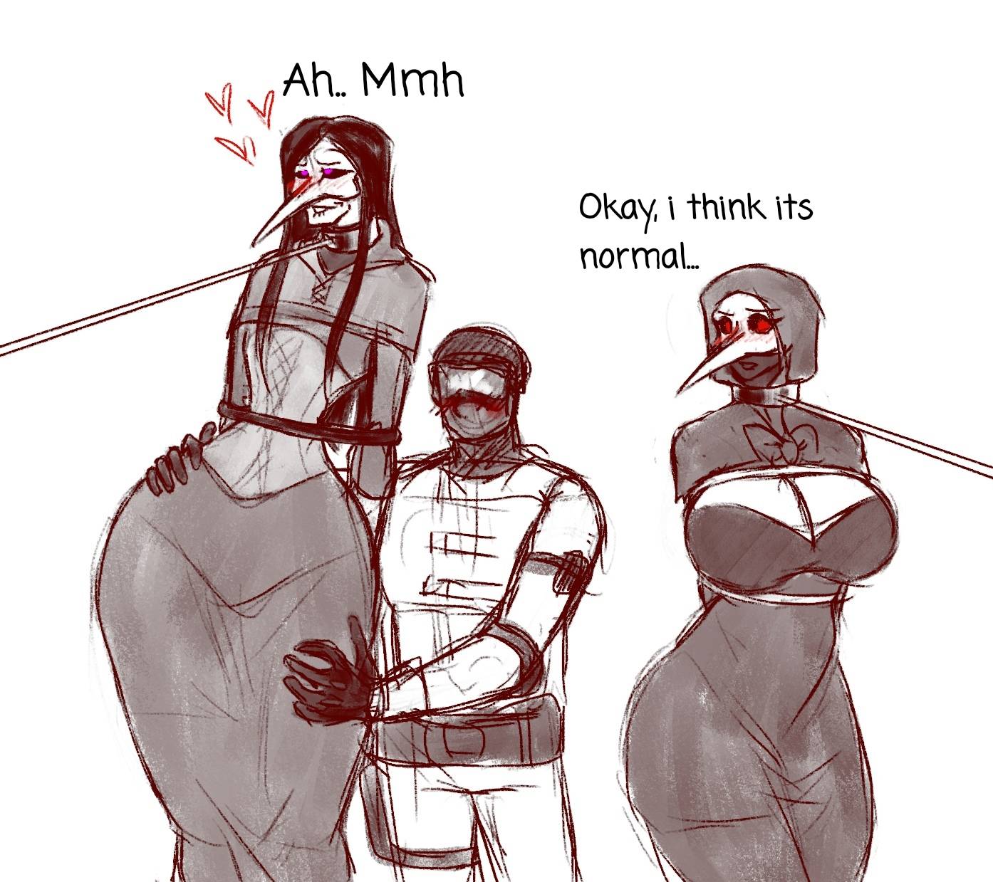 1girls 2boys bondage deviantart english_text female femboy gay genderswap_(mtf) male otoko_no_ko plague_doctor rule_63 rule_63 scp-049 scp-049_(sofbestart) scp_foundation scp_guard sofbestart text yaoi_with_female_audience
