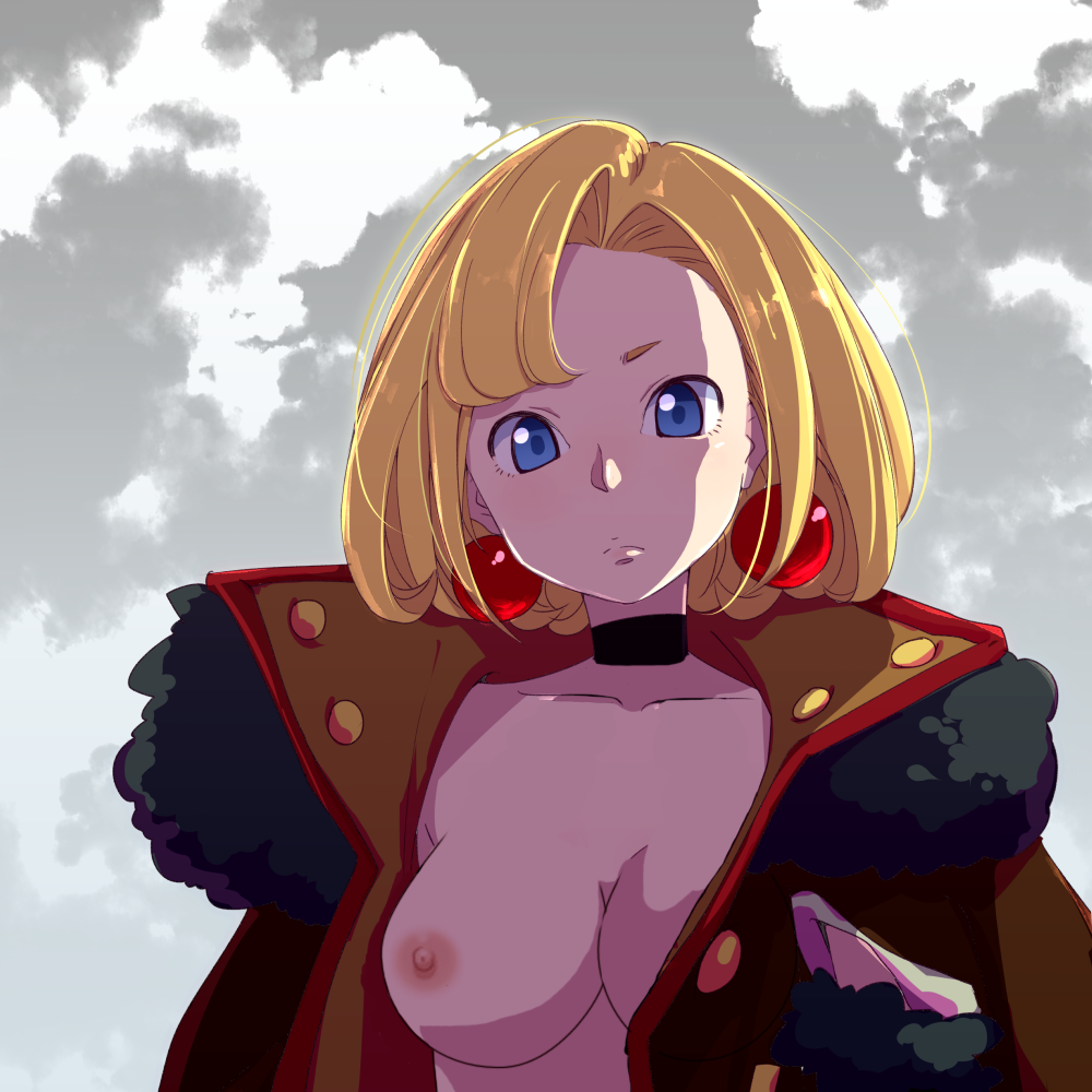 artist_request blonde_hair blue_eyes breasts choker junketsu_no_maria maria_(junketsu_no_maria) nipples tagme topless