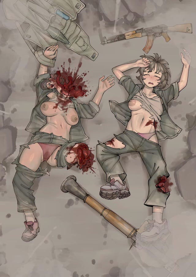 2girls, blood, breasts, corpse, death, decapitation, female death, gore, gun, guro, headless, homerus, necrophilia, nipples, panties, rocket launcher, sequence, snuff, weapon