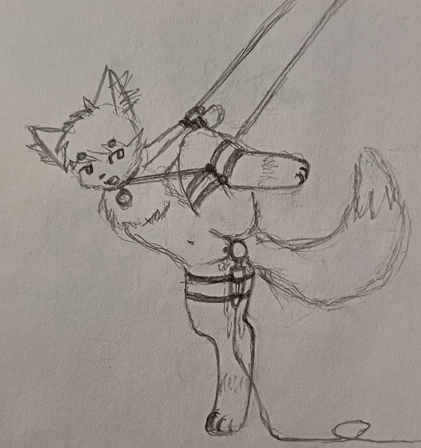 bondage fanart forced forced_orgasm fox furry nia_(senz) punishment sketch sketch_page unknown_artist vibrator vibrator_in_pussy