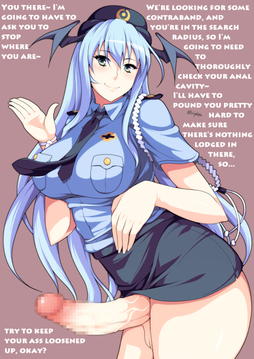 1futa balls balls_under_clothes bat_ears blue_hair blush bottomless_skirt breasts caption cosplay curvy dickgirl erection erection_under_clothes erection_under_skirt futa_only futanari green_eyes hair hiromin intersex large_breasts large_penis long_hair looking_at_viewer no_panties penis penis_out penis_under_clothes penis_under_skirt police police_uniform policewoman skirt skirt_lift smile solo talking_to_viewer text thick_thighs uniform wide_hips