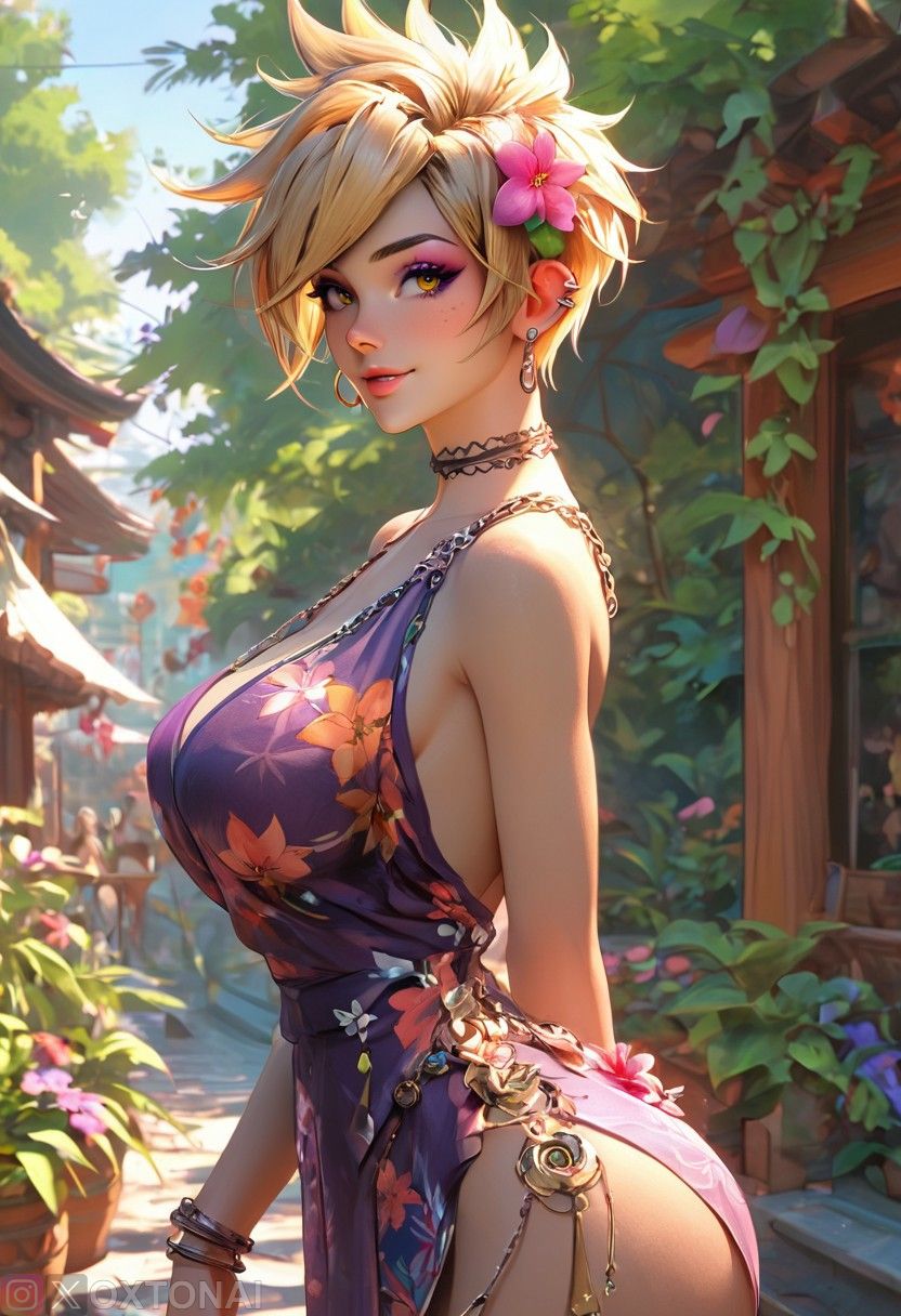 1girls ai_generated antifragile_traysi big_breasts breasts lena_oxton looking_at_viewer overwatch overwatch_2 oxtonai short_hair tracer