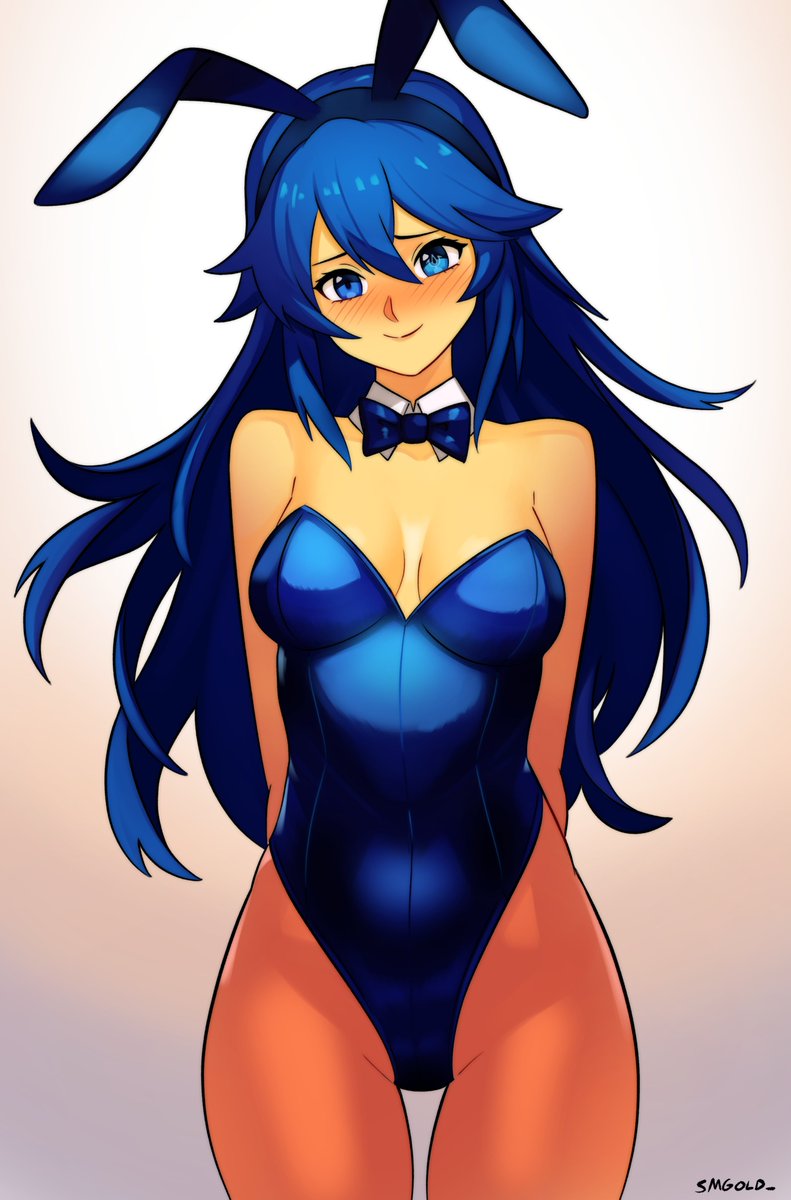 alternate_costume blue_eyes blue_hair breasts bunny_ears bunny_girl bunnysuit female female_only fire_emblem fire_emblem_awakening jpeg lucina_(fire_emblem) nintendo smgold solo standing