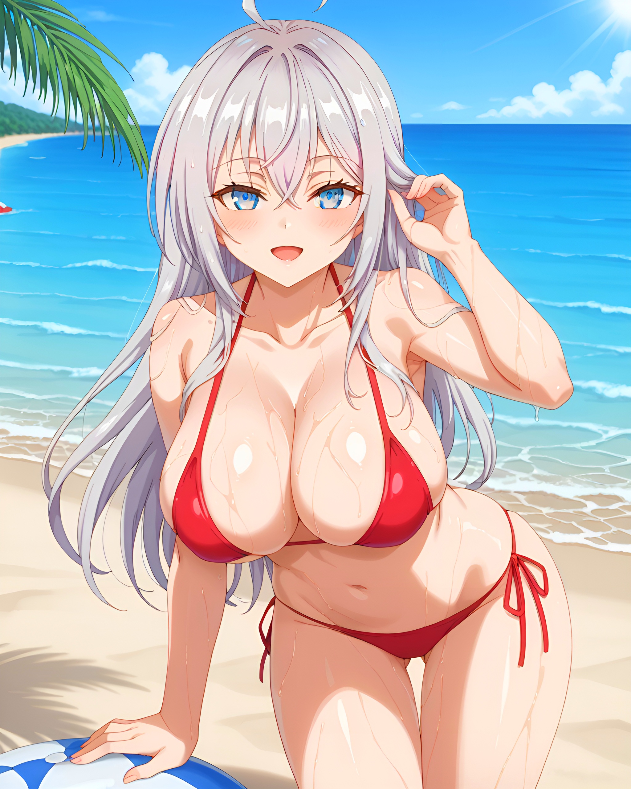 ai generated, alisa mikhailovna kujou, beach, big breasts, bikini, lewdxbytes, tokidoki bosotto russian de dereru tonari no alya-san