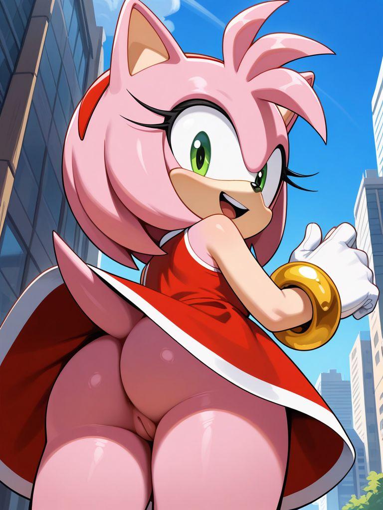1girls, ai generated, amy rose, female, female only, female solo, foxknightyouko, furry female, hedgehog, mobian, mobian hedgehog, no panties, no underwear, pussy, sega, solo, sonic (series), sonic the hedgehog (series), upskirt, vagina, voyeurism