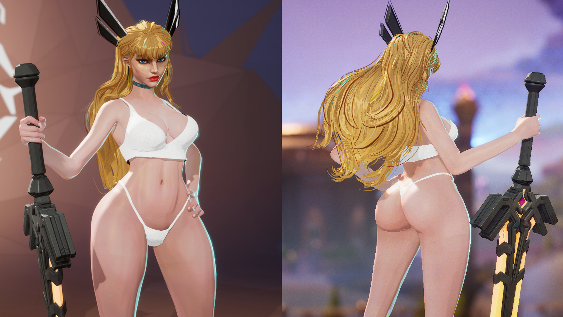 1girls, 3d, alternate costume, ass, female, female only, flexyy352, magik (illyana rasputin), magik (marvel rivals), marvel, marvel comics, marvel rivals, mod, screenshot, solo, turnaround, white body, x-men