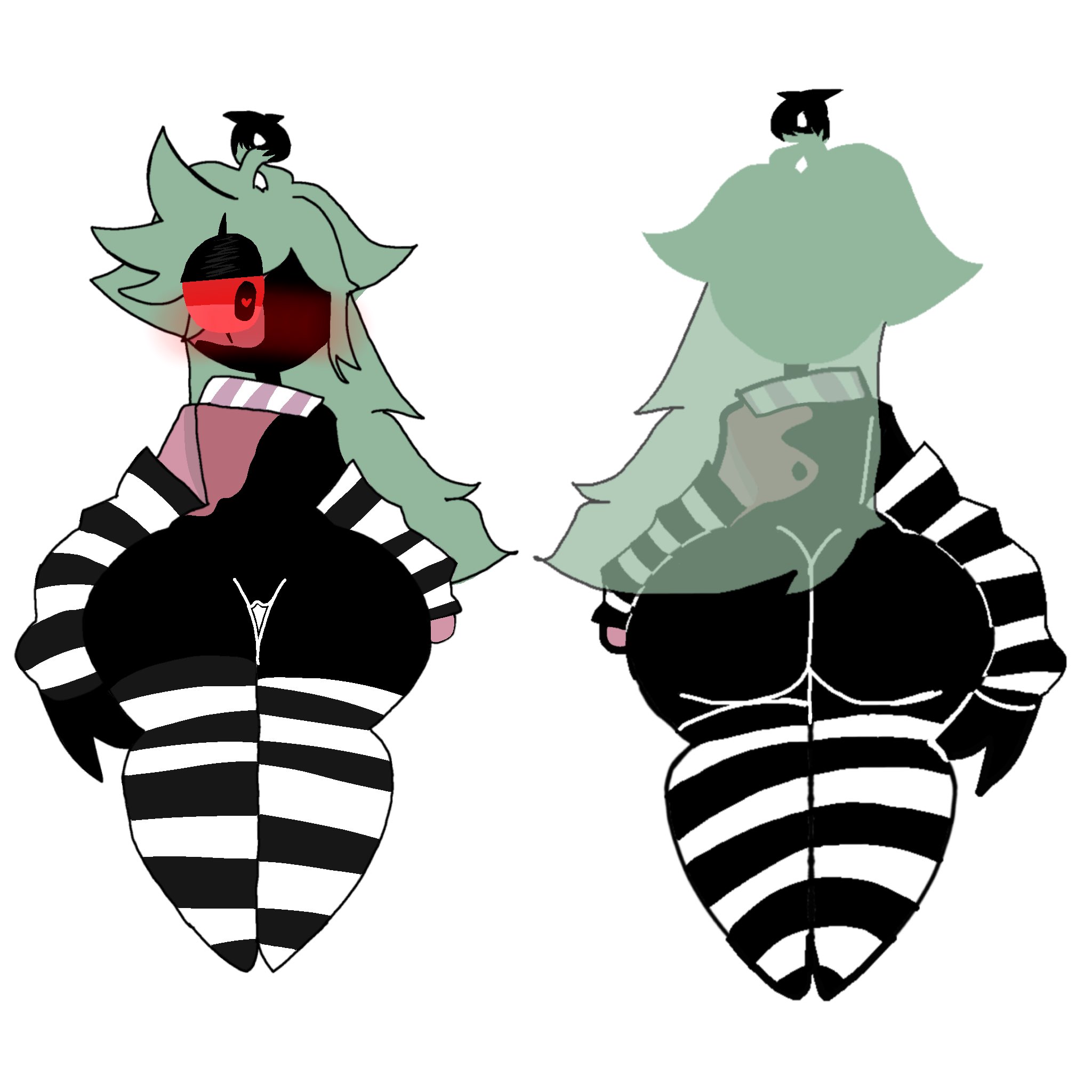 ass, big ass, blush, dandy's world, femboy, heart, male, socks, solo, sprout (dandy's world), twisted sprout (dandy's world)