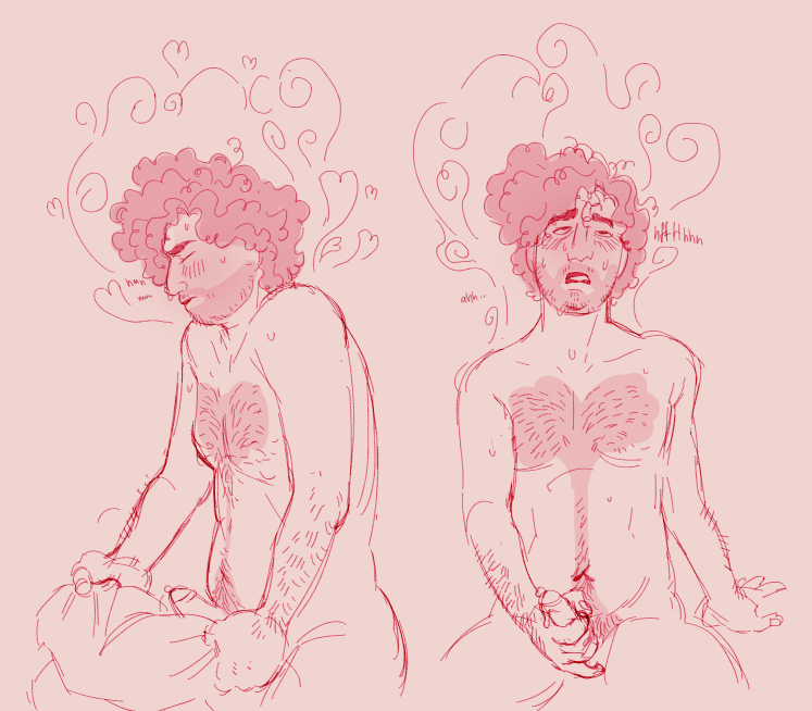 body hair, date everything, evilmoldedbread, hairy chest, hector valentino airnesto condicionado (date everything), male, male focus, male only, masturbation, pillow humping, steaming body, sweating