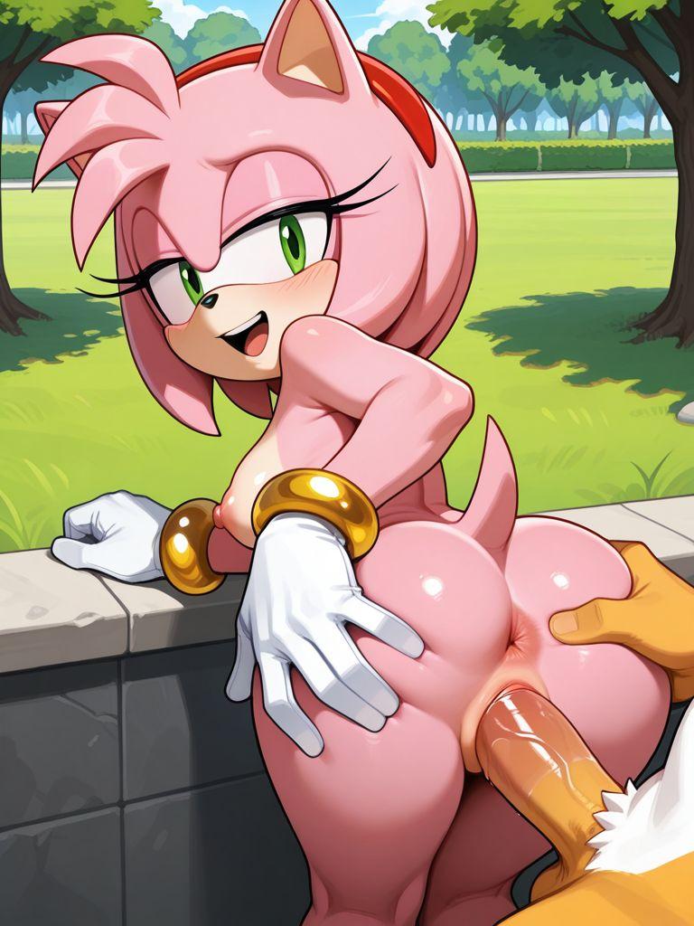 1boy, 1girls, ai generated, amy rose, anus, breasts, female, female/male, foxknightyouko, green eyes, hedgehog, intercourse, male, mobian, mobian hedgehog, nipples, nude, nude female, park, pussy, sega, sex, sonic (series), sonic the hedgehog (series), spread anus, tails, tails the fox, vaginal penetration