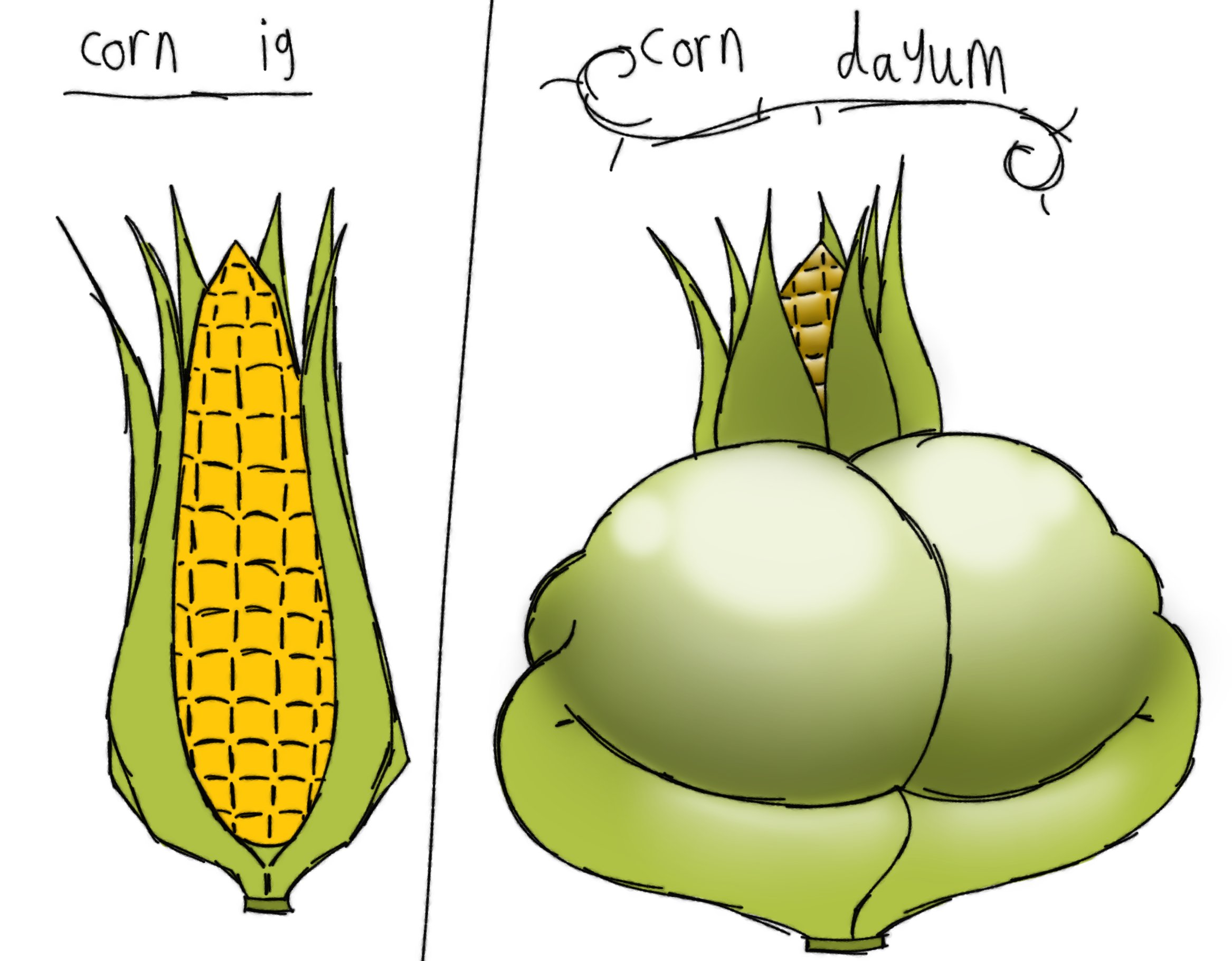 actualbeef, ambiguous gender, ass, booty, corn, hyper, hyper ass, hyper butt, hyper thighs, meme, non-human, round ass, round butt, shiny, shiny ass, thick, thick thighs, vegetable, what