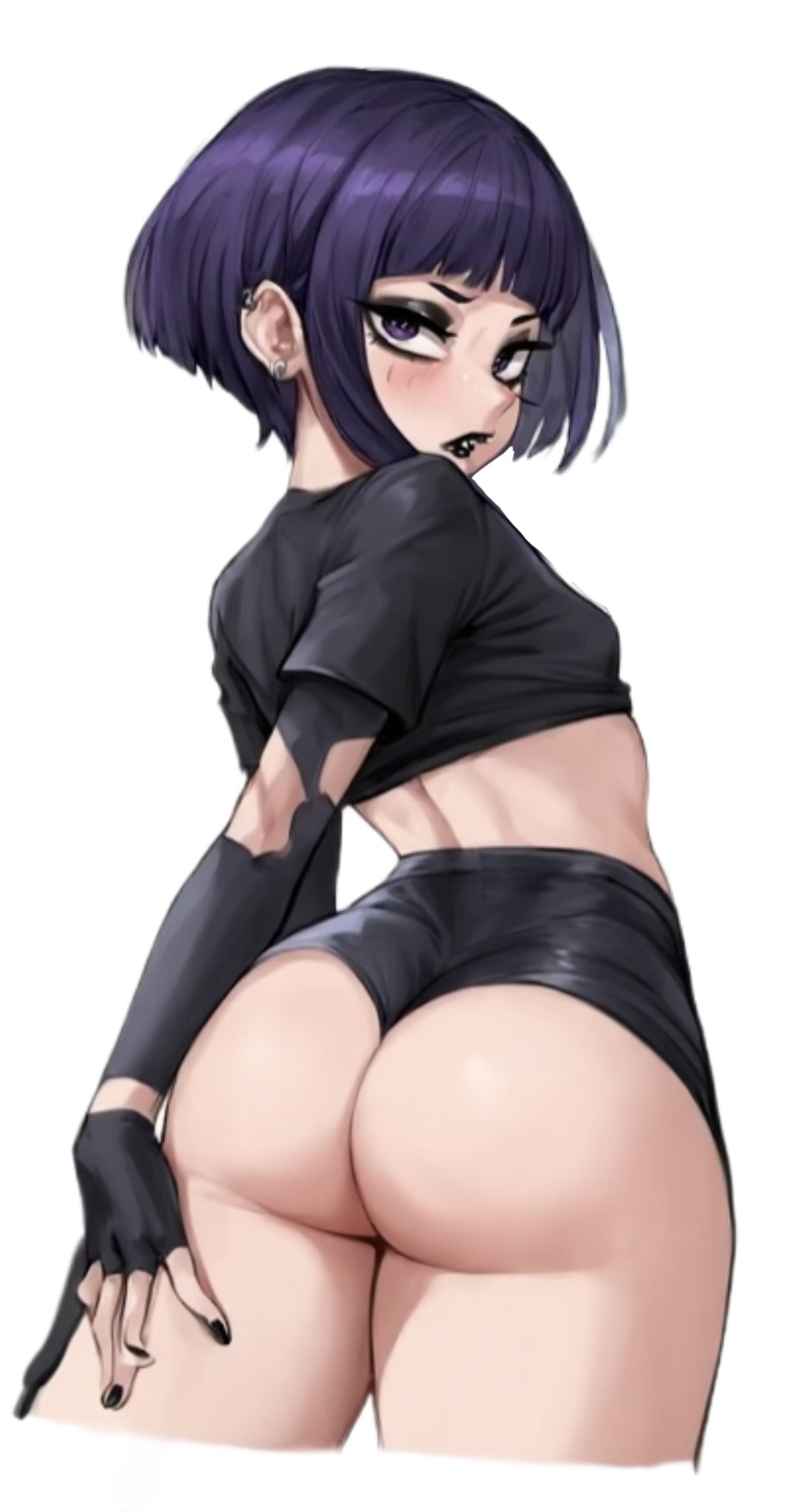 1girls, ai generated, ass, ass focus, big ass, breasts, female, female only, goth, gothic, kyoka jiro, light skin, light-skinned female, my hero academia, petite, purple eyes, purple hair, solo, young