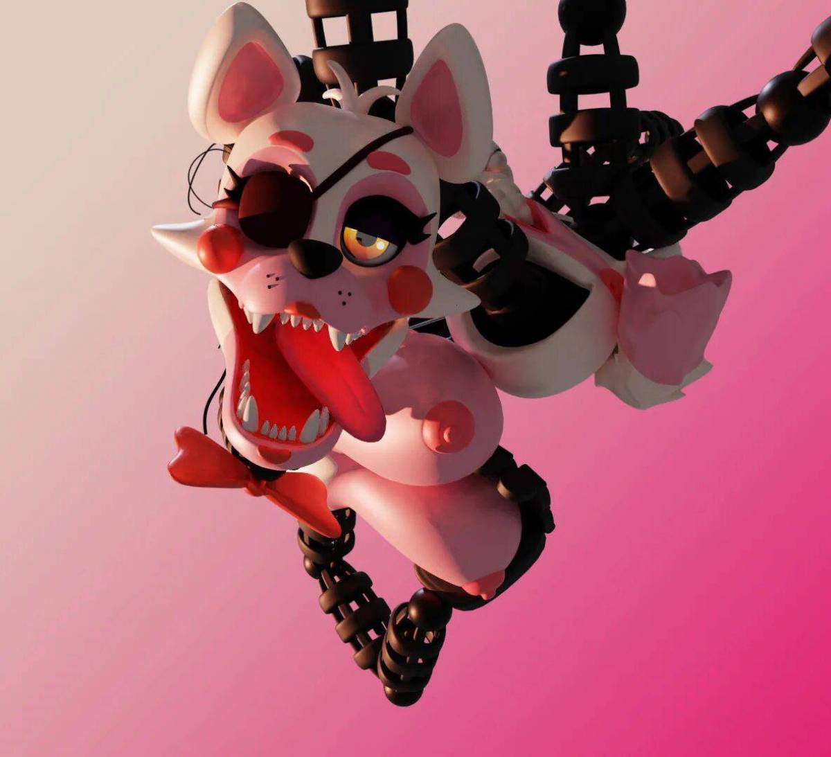1girls, 3d, 3d (artwork), anonymous artist, breasts, female, female focus, female only, five nights at freddy's, five nights at freddy's 2, focus, fox, horny, horny female, looking at viewer, mangle (fnaf), mangled mangle (fnaf), one eye closed, solo, solo female