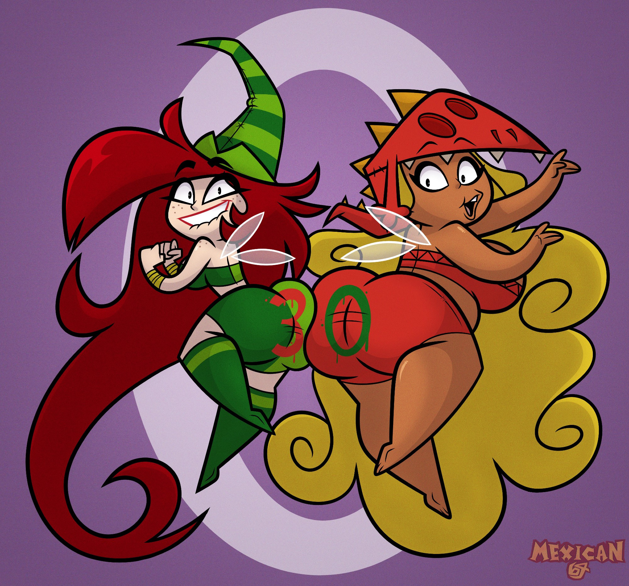 2025, 2girls, 4 fingers, 4 toes, anniversary, ass, ass focus, ass to ass, ass-to-ass, bbw, betilla (rayman), big ass, big breasts, big butt, biting lip, biting own lip, blonde hair, breasts, bubble ass, bubble butt, bumping, bumping asses, bumping butts, butt to butt, cute, dark skin, dark-skinned female, edith up (rayman), fairy, fairy wings, fat ass, female, huge ass, huge breasts, jpeg, large ass, large breasts, light skin, light-skinned female, lip bite, lip biting, lipstick, looking at viewer, naughty face, naughtymex, nymph, nymph (rayman), rayman (series), rayman origins, red hair, red lipstick, seductive, seductive female, sisters, tagme, thick ass, thick thighs, ubisoft, wide hips, wide thighs, wings, writing, writing on ass, writing on butt