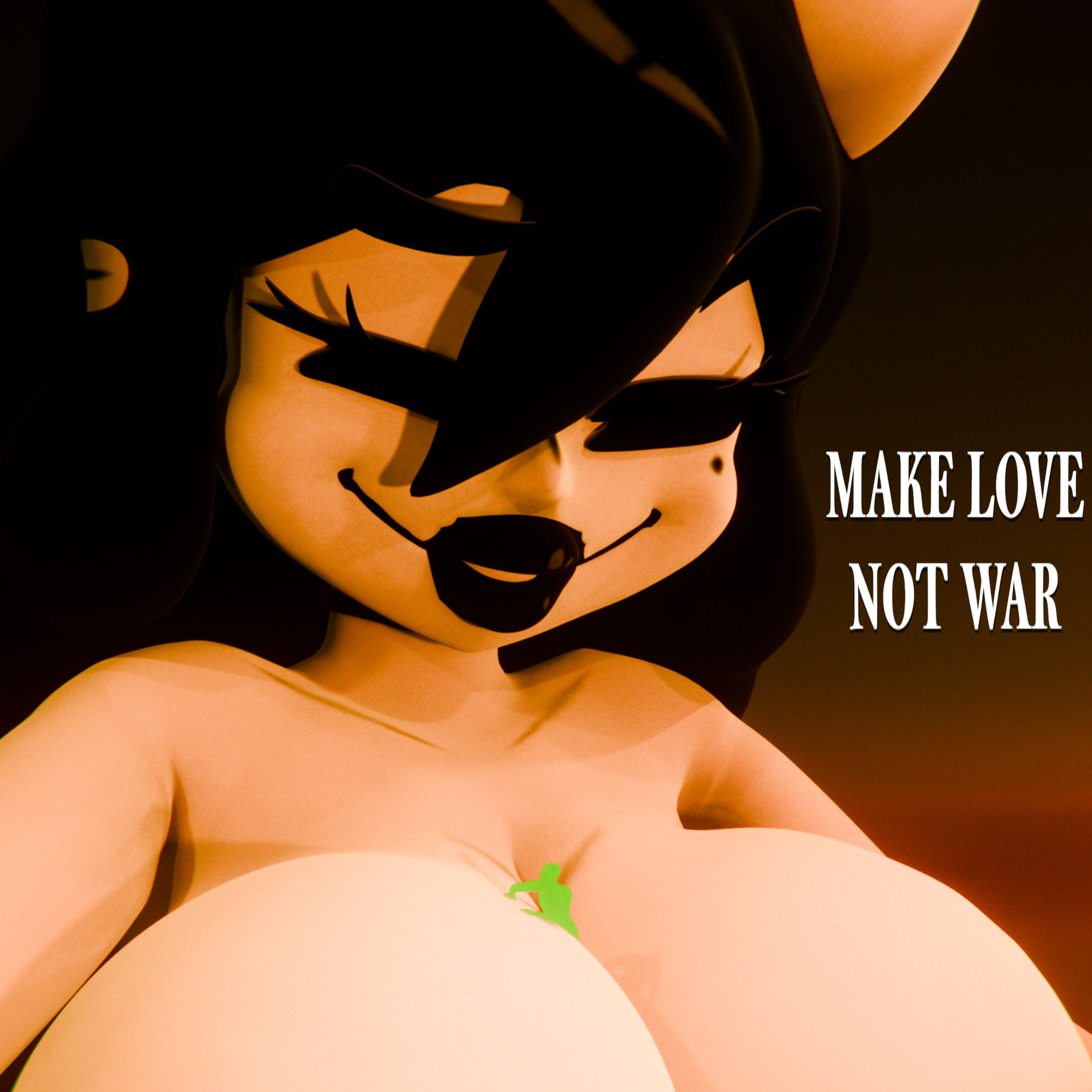 3d, alice angel, angel (cally3d), anon, bendy and the ink machine, black hair, black lipstick, cartoon, cleavage, female, female only, giantess, horn, large breasts, long hair, masteryorg0, pale skin, quote, smile, south shaed, south shaed (dreams come true studio), tagme, text