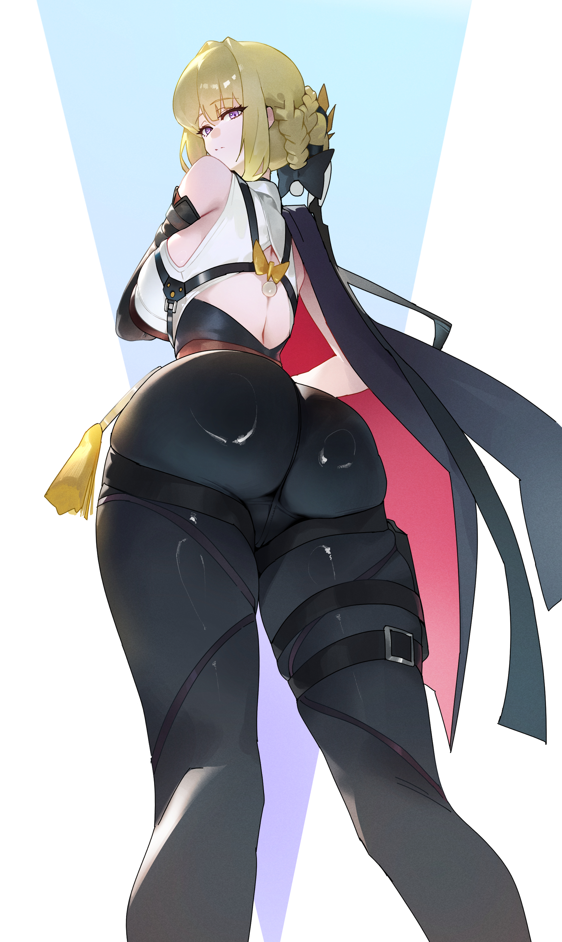1girls, ass, breasts, doksyuri, evelyn chevalier, female, female focus, female only, large ass, large breasts, light skin, light-skinned female, solo, thick thighs, thighs, wide hips, zenless zone zero