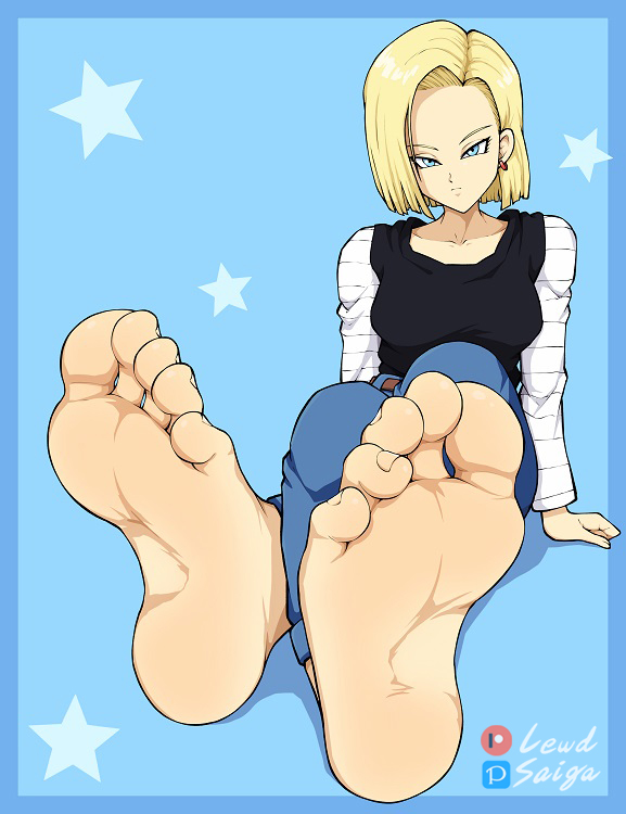 1girl 2d 5_toes android android_18 anime_girl asian asian_female blonde_hair_female blue_background blue_eyes_female casual_clothes clothed_female colored crossed_feet crossed_legs dragon_ball dragon_ball_z feet feet_apart female female_focus female_only foot_fetish foot_focus fully_clothed_female hand_on_ground japanese japanese_female legs_together lewdsaiga looking_at_viewer meaty_soles pastel_colors short_hair_female sitting soles soles_female soles_fetish solo_female straight_hair tagme toei_animation white_skinned_female