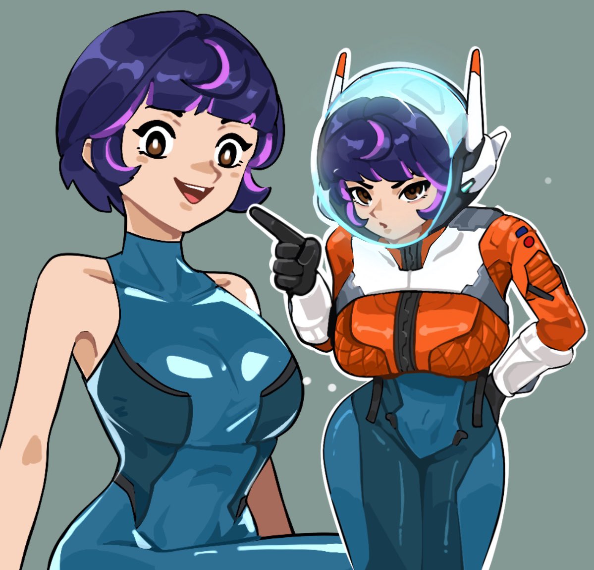 blizzard_entertainment juno_(overwatch) looking_at_viewer overwatch overwatch_2 purple_hair selvish94 space_ranger spacesuit