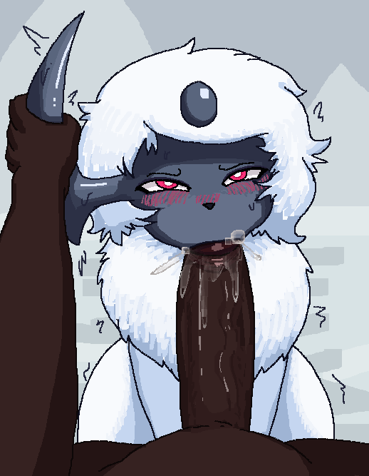 absol alby(commonbleat) blush bodily_fluids commonbleat dark-skinned_male dark_body dark_skin drooling duo fellatio female feral fur generation_3_pokemon male male/female nintendo oral penile pokemon pokemon_(species) raceplay red_eyes saliva sex tagme_(artist) white_body white_fur