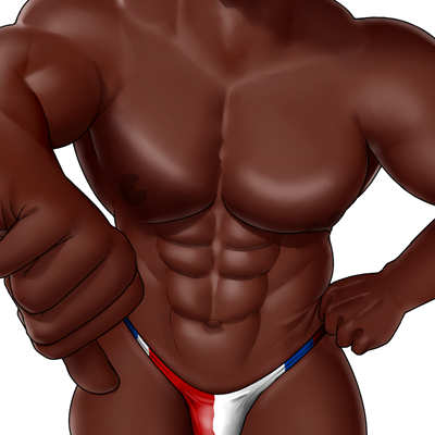 10s 1boy 2017 abs bulge dark_skin faceless_male kensuke_(yhs8) male male_only muscular muscular_male nipples simple_background solo thong thumbs_down white_background