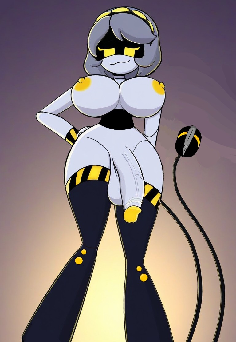 big breasts, big hips, big penis, breasts, futa only, futanari, intersex, murder drones, penis, v (murder drones)