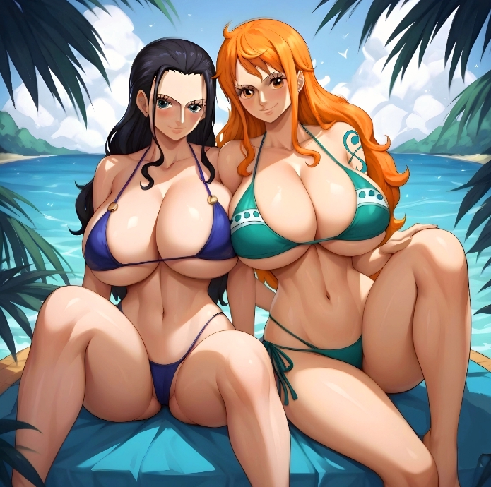 ai_generated artfbota female female_only nami_(one_piece) nico_robin one_piece