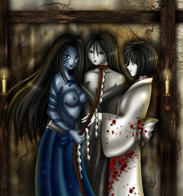 3girls bdsm fatal_frame fatal_frame_2 fatal_frame_3 himuro_kirie multiple_girls reika_kuze sae_kurosawa tagme yuri