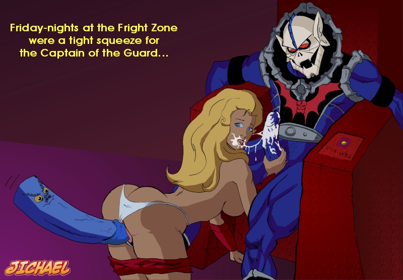 1girls 2boys blonde_hair blue_eyes english_text female filmation hordak horde_symbol_(she-ra) imp imp_(she-ra) jichael male masters_of_the_universe multiple_boys nude penis princess_adora red_eyes sex she-ra she-ra_princess_of_power thong uncensored