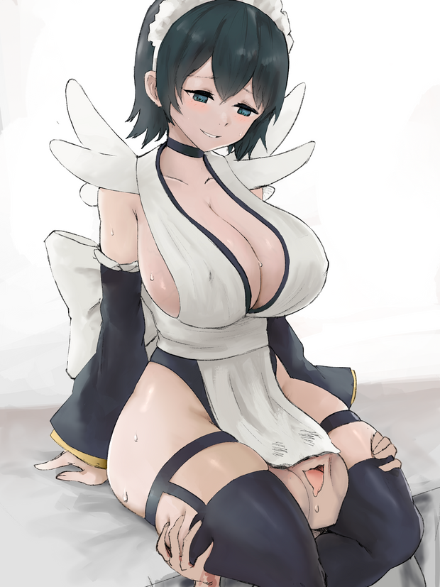 arqa big_breasts black_eyes black_hair female femdom headscissor iroha male nipples nipples_visible_through_clothing samurai_shodown short_hair straight thick_thighs