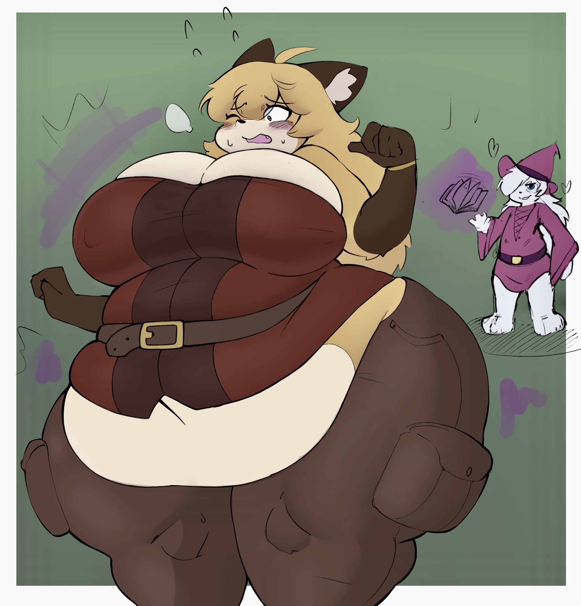 1girls, 3 toes, 4 fingers, anthro, barely contained, bbw, bellyscruff, big belly, big breasts, breasts, clothed, fat, fat folds, fatfur, female, female only, force feeding, fujiko (inazuma kat), furry, furry only, gloves (marking), huge breasts, inazuma kat, inflation, love handles, motion lines, navel, overweight, ripped clothing, side view, socks (marking), solo, solo female, tagme, thick thighs, tight clothing, weight gain, weight gain female, wide hips