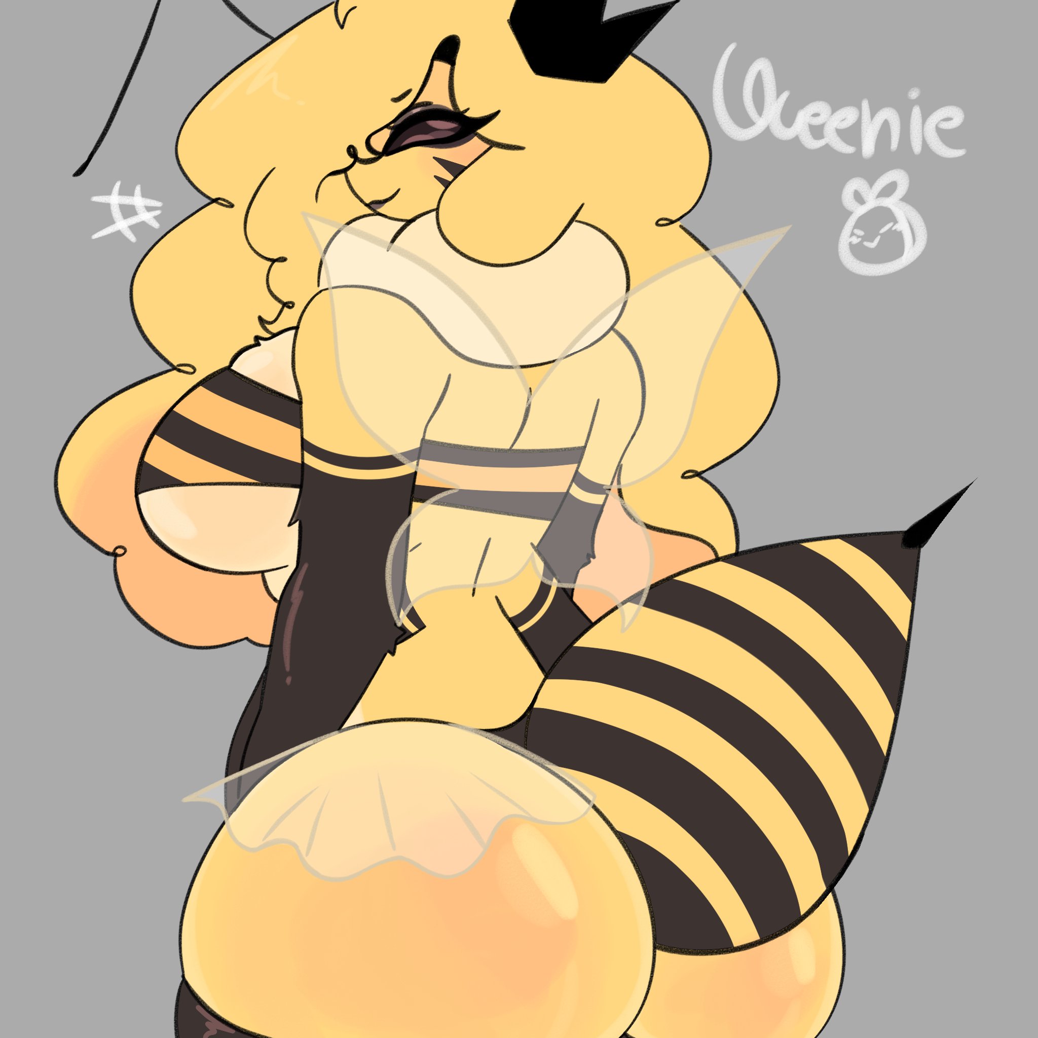 ass, bee, bee girl, breasts, female, female only, oc, original character, tagme, tagme (character), thighhighs, thighs, underboob, zamzipperart