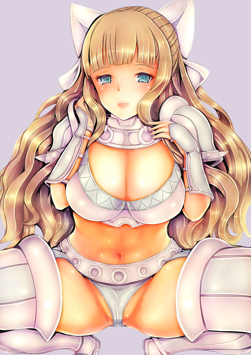 1girls, armor, blonde hair, blue eyes, boots, breasts, cameltoe, charlotte (fire emblem), covered breasts, female, fire emblem, fire emblem fates, hair ornament, looking at viewer, pussy, solo, spread legs, teruru, thong, very long hair