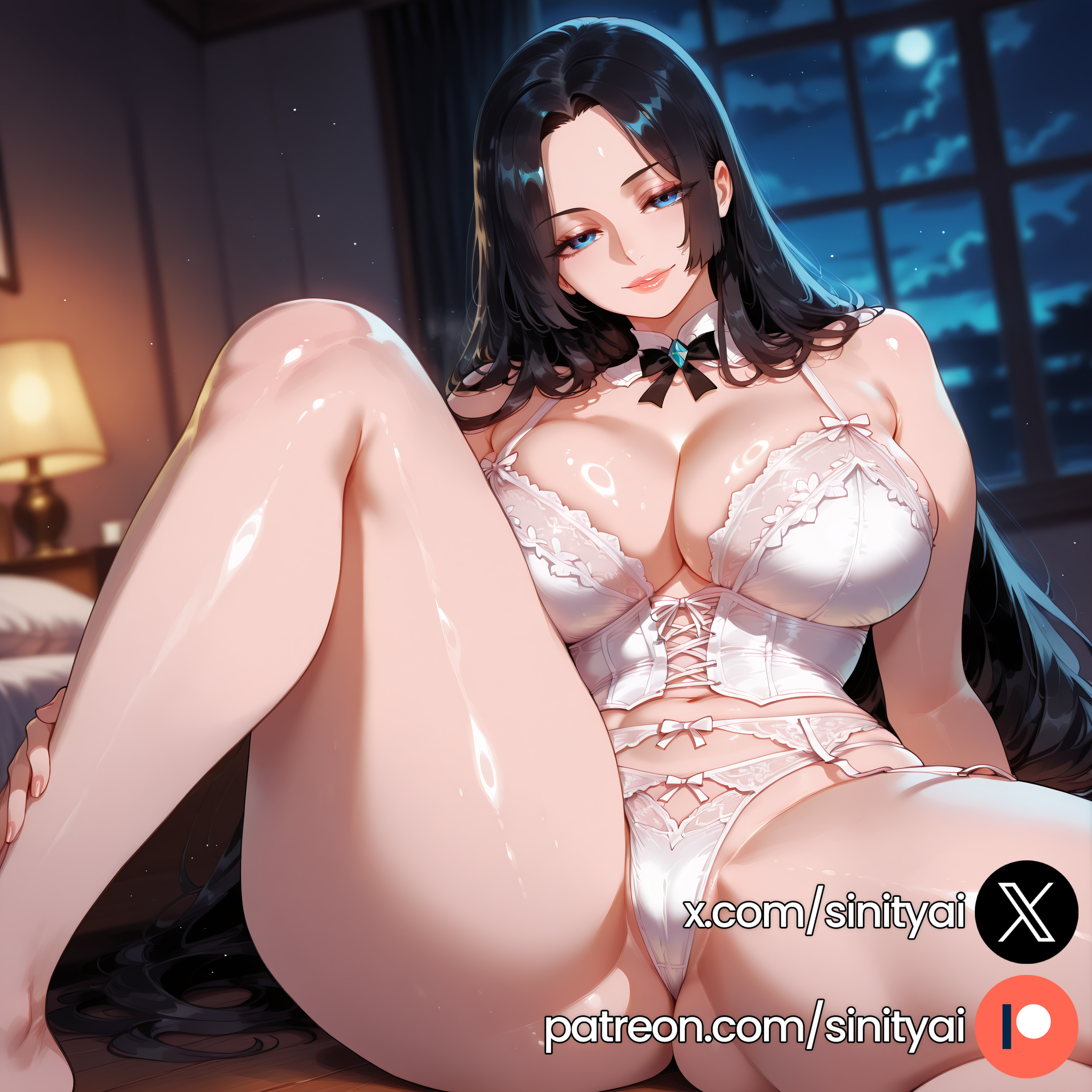 1girls, 2025, ai generated, ass, big ass, big breasts, black hair, blue eyes, blurred background, blurry background, boa hancock, breasts, depth of field, female, female only, hi res, high quality, high resolution, highres, huge ass, huge breasts, huge thighs, long hair, one piece, patreon, patreon link, patreon logo, patreon url, patreon username, sinity, small waist, thick thighs, thin waist