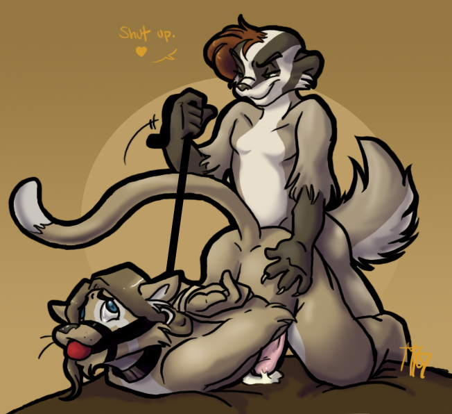 anal badger bound brown_wantholf collar duo gag leash male mammal mustelid touchmybadger yaoi