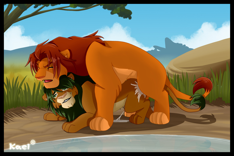 2boys cum disney feline feral gay kael_tiger lion male male_only mammal simba the_lion_king yaoi