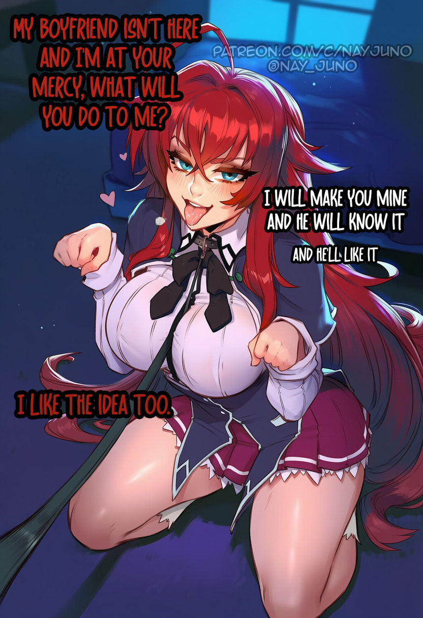 1boy1girl, 1girl, 1girl1boy, 1girls, about to be raped, about to have sex, ahoge, ai assisted, ai generated, artist name, black ribbon, blue eyes, blush, breasts, capelet, cheating, come hither, comic, comic page, comic panel, crossed bangs, cuckold, cuckolding, english text, hair between eyes, heart, high school dxd, highschool dxd, inminent rape, inminent sex, kneeling, kuoh academy school uniform, large breasts, long hair, looking at viewer, manga, manga page, nay juno, neck ribbon, netorare, netorase, ntr, open mouth, paw pose, red hair, red skirt, rias gremory, ribbon, school girl, school uniform, skirt, smile, socks, solo, teeth, text, tongue, tongue out, very long hair, white socks