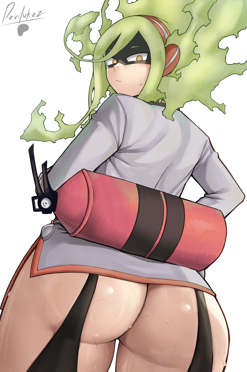 1girls, ass, boku no hero academia, burnin (my hero academia), child bearing hips, curvaceous, curvaceous body, curvaceous female, curvaceous figure, curvaceous hips, curvaceous thighs, devilukez, fat ass, female, female only, green hair, light skin, light-skinned female, moe kamiji, my hero academia, solo, waifu