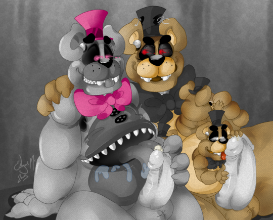 animatronic anthro balls bear bow chubby cock cub cum dick drooling erection five_nights_at_freddy's five_nights_at_freddy's_4 freddles_(fnaf) frots fur half-closed_eyes licking looking_down machine male male_only mammal nightmare_(fnaf) nightmare_freddy nightmare_freddy_(fnaf) orgasm penis robot saliva sharp_teeth sitting size_difference smile teeth tongue tongue_out yaoi young