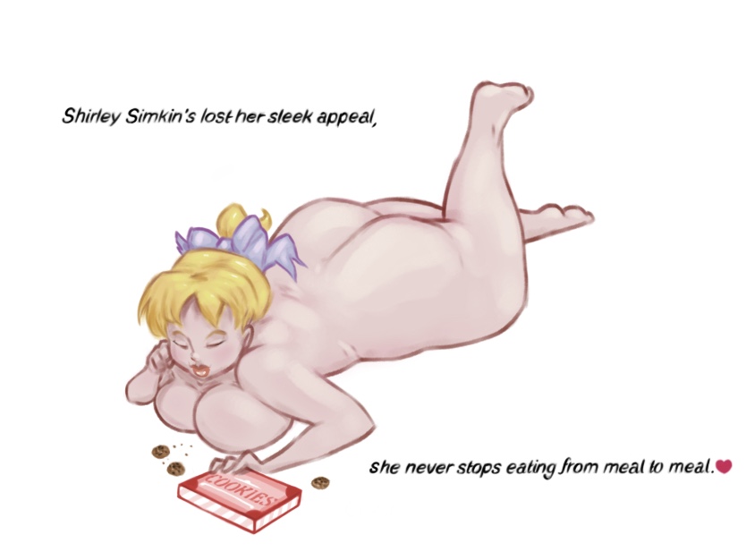 ass big_ass blonde_hair chubby cookies eating female female_only life_savers mascot naked pillow_shading ponytail retro_artstyle shirley_simkin unknown_artist