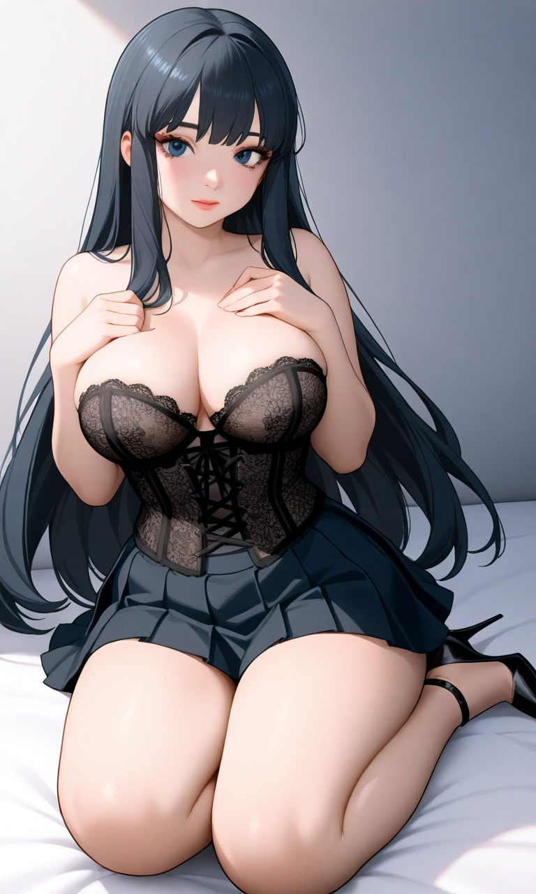 1girls ai_generated big_breasts blue_eyes blue_hair chloenette69 corset dawn_(pokemon) eyebrows eyelashes eyeliner eyeshadow high_heels large_ass large_breasts long_hair looking_at_viewer pokemon skirt solo_female stiletto_heels thick_thighs