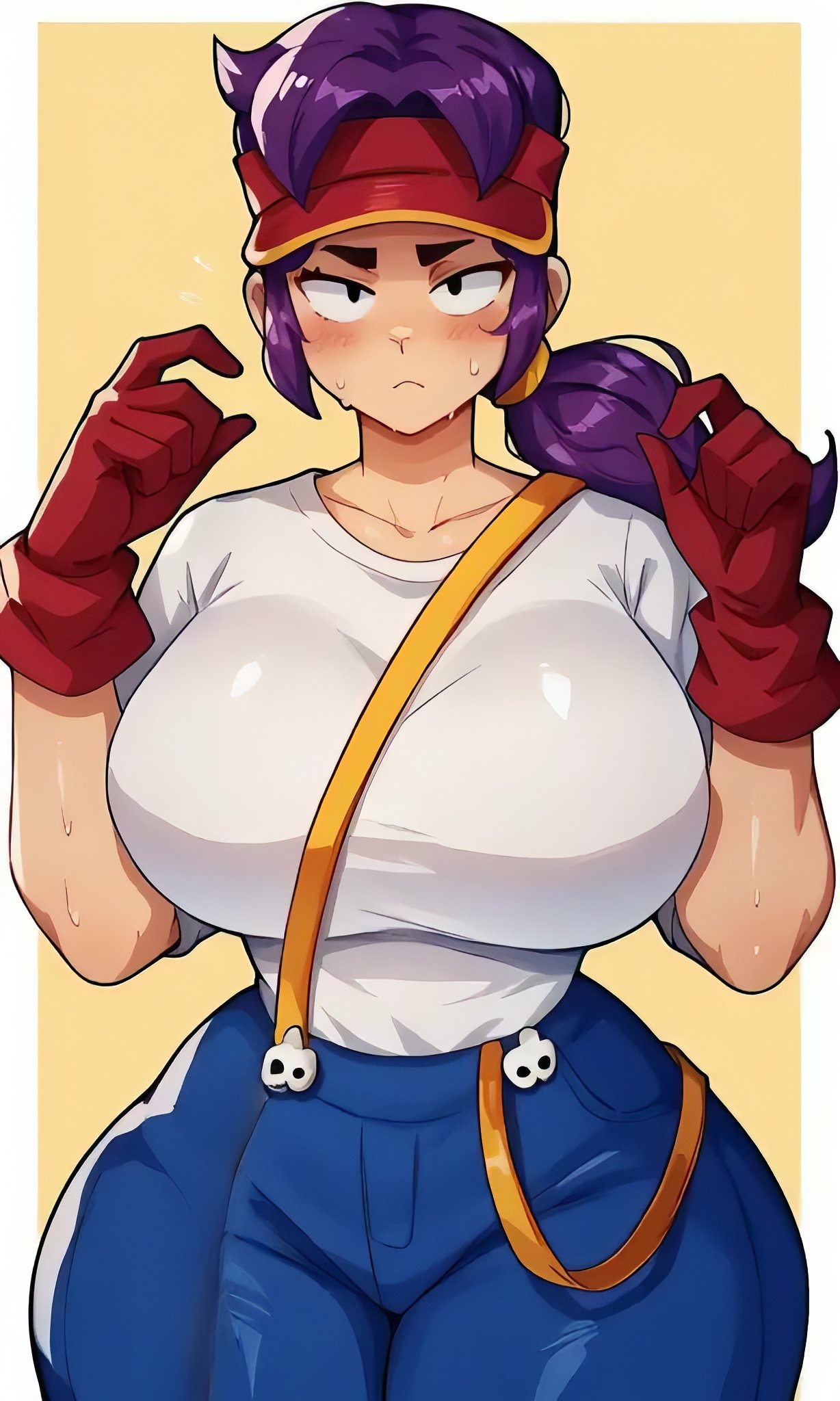 ai_generated asian_female big_breasts brawl_stars brawler fang_(brawl_stars) female genderswap genderswap_(mtf) human ponytail rule63 rule_63 sweat sweating tight_clothing