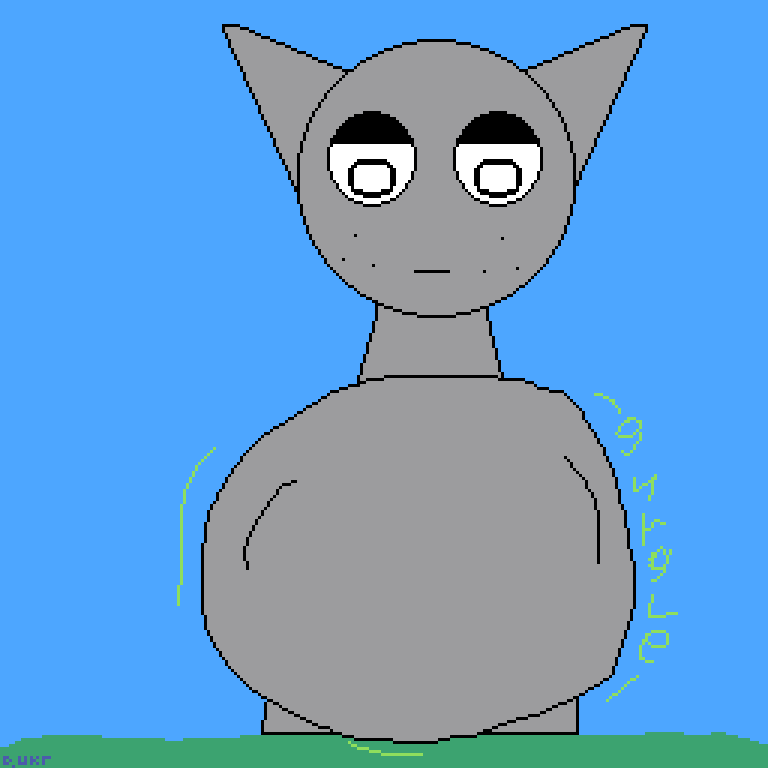 artist_upload bad_art big_belly emotionless gray_(sprunki) grey_skin low_effort pixel_art please_dont_delete_post_because_you_dont_like_the_fetish self_upload sprunki struggling_prey vore vore_belly