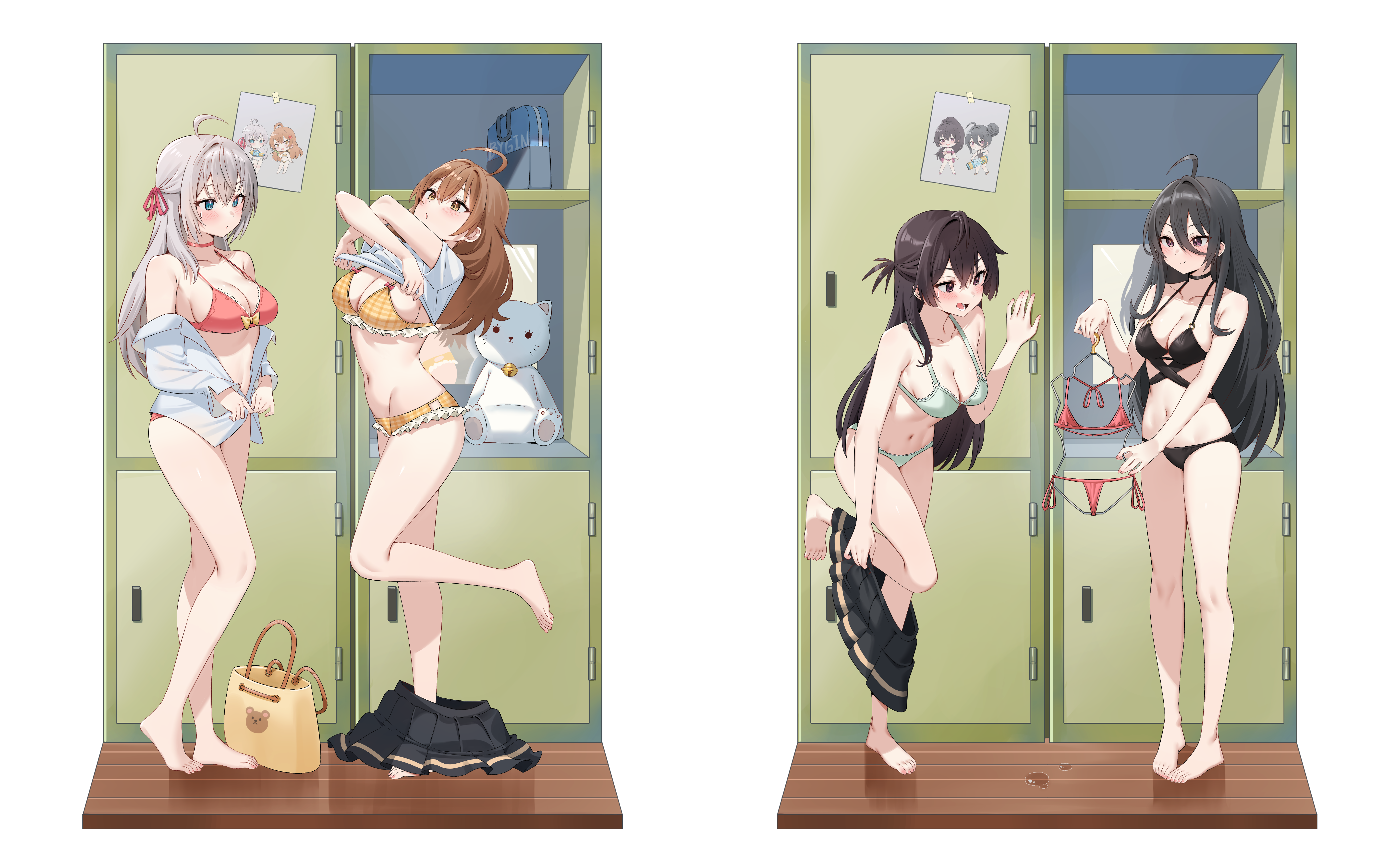 4girls, alisa mikhailovna kujou, best friends, big ass, big breasts, breasts, female, female only, large breasts, locker room, multiple females, multiple girls, sisters, tagme, tokidoki bosotto russian de dereru tonari no alya-san, underwear, undressing