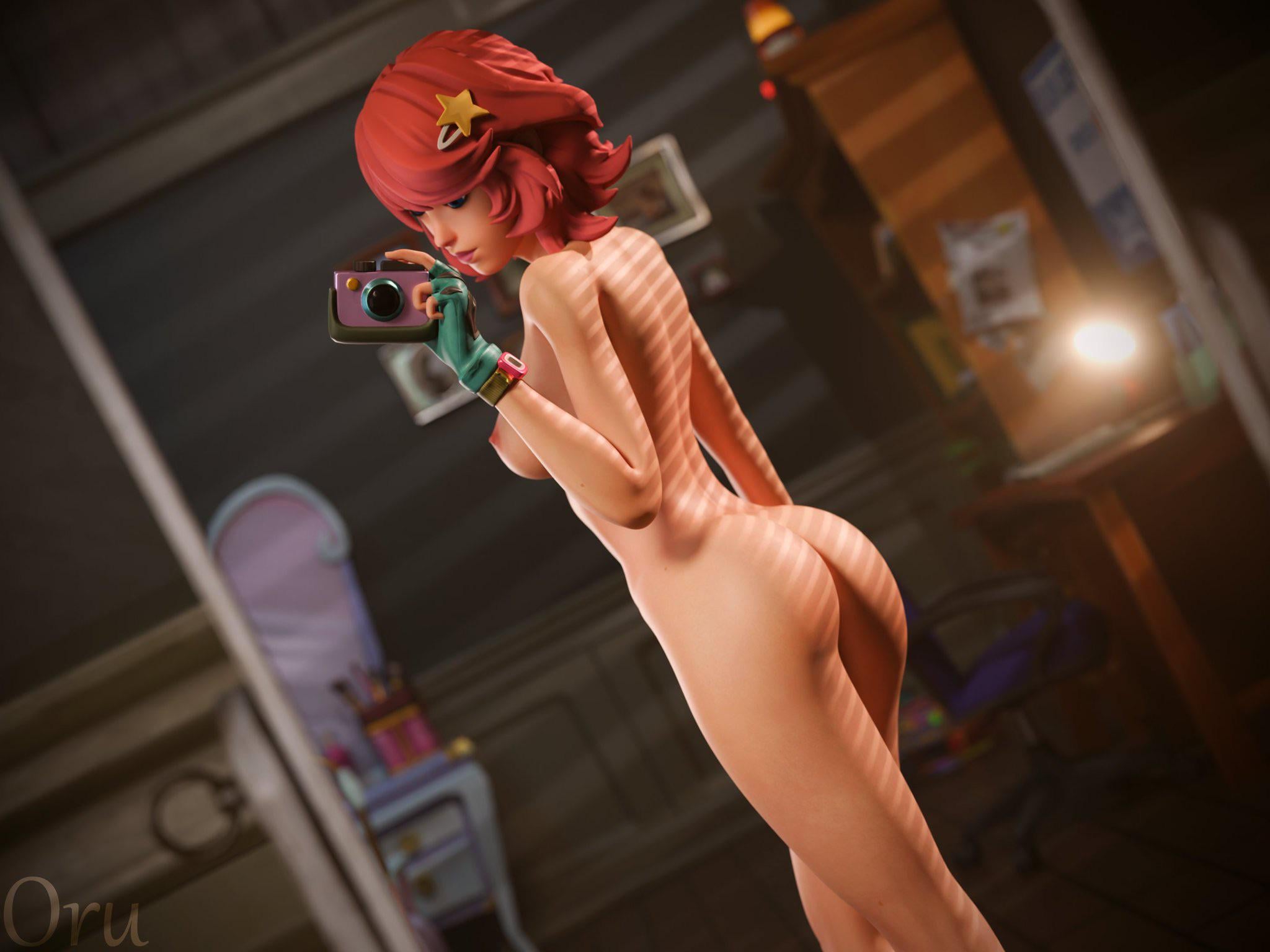 1girls, 3d, ass, female, fortnite, fortnite: battle royale, goru3d, light skin, light-skinned female, naked, nude, oruboros3d, pink hair, selfie, skye (fortnite), solo, undercover skye (fortnite)