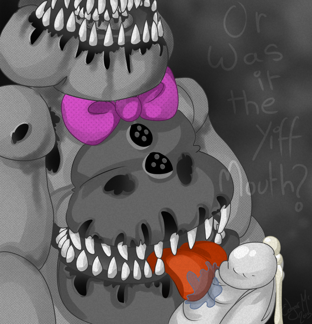 animatronic anthro autofellatio bear bow_tie button canon_appearance cum cum_on_penis english_text fellatio five_nights_at_freddy's five_nights_at_freddy's_4 frots fur furry furry_only grey_fur humanoid_penis licking machine male male_only mammal masturbation nightmare_(fnaf) oral penis question robot saliva sharp_teeth smile solo teeth text tongue tongue_out video_games