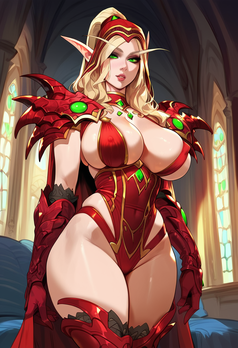 2d ai_generated blonde_hair blood_elf cape elf elf_ears elf_female female female_focus female_only gauntlets hoodie indoors long_hair pauldrons pointy_ears solo solo_female solo_focus tagme valeera_sanguinar world_of_warcraft