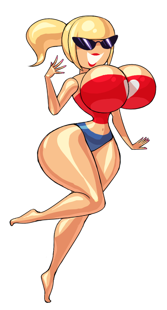 1girls big_breasts cleavage disney female knick_knack large_hips long_hair noonun pixar smiling sunglasses sunnification sunny_persona swimsuit thin_waist water wide_hips