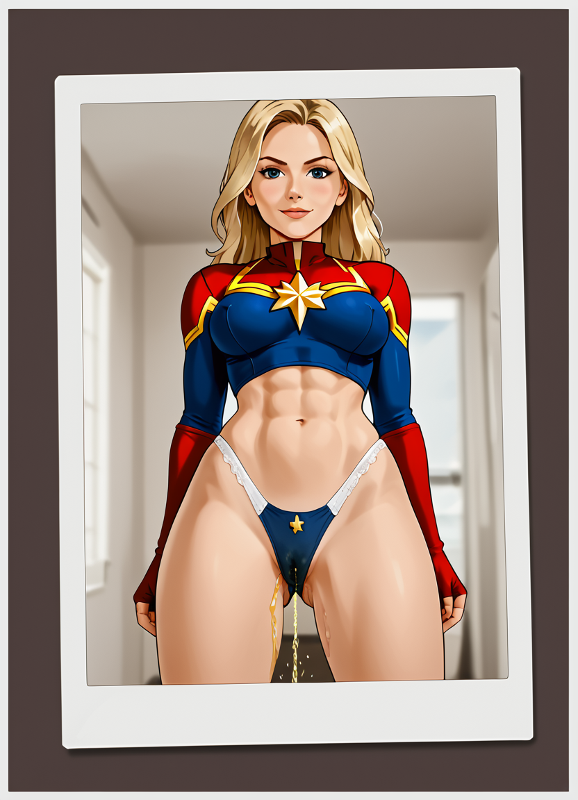 ai_generated captain_marvel peeing peeing polaroid