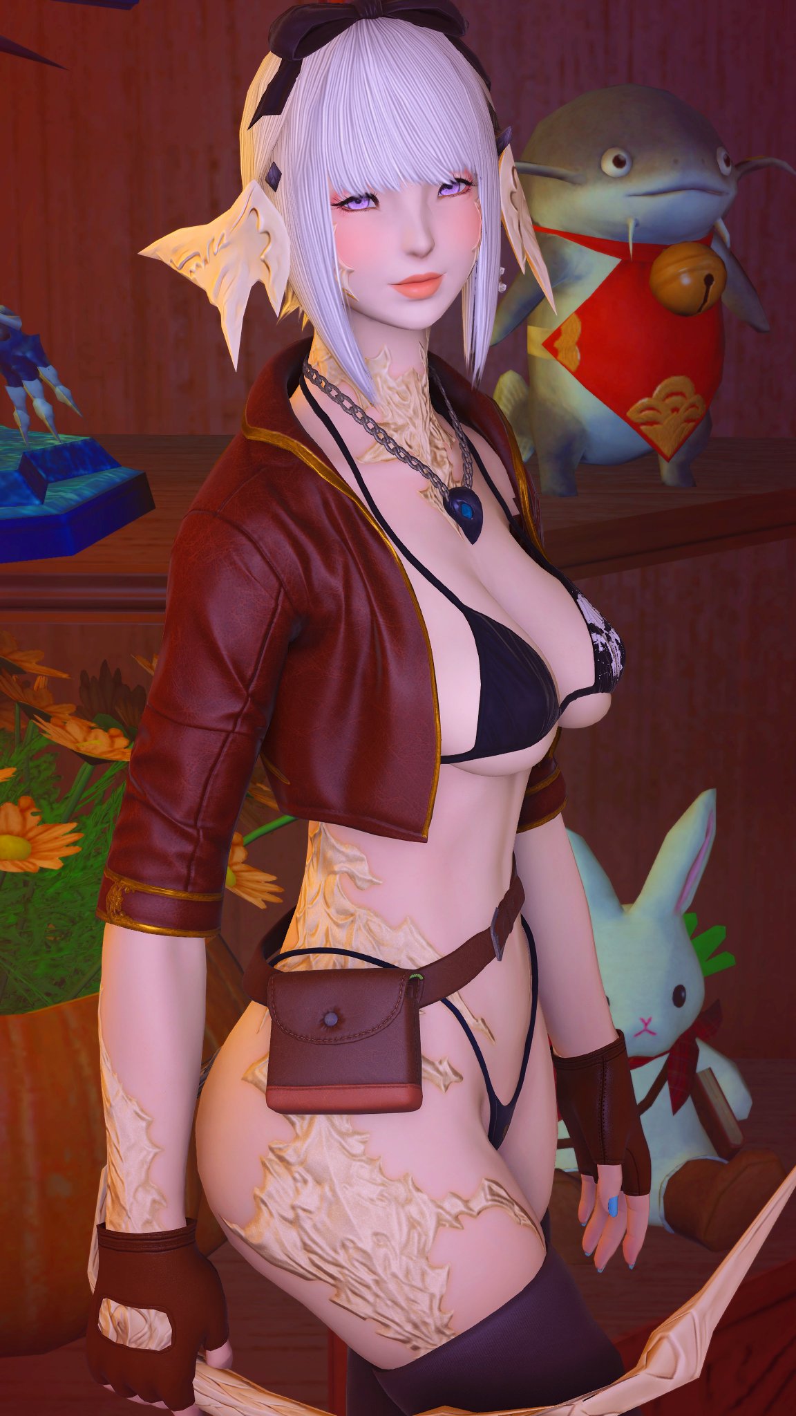 au_ra big_breasts cow_girl final_fantasy_xiv oc thong